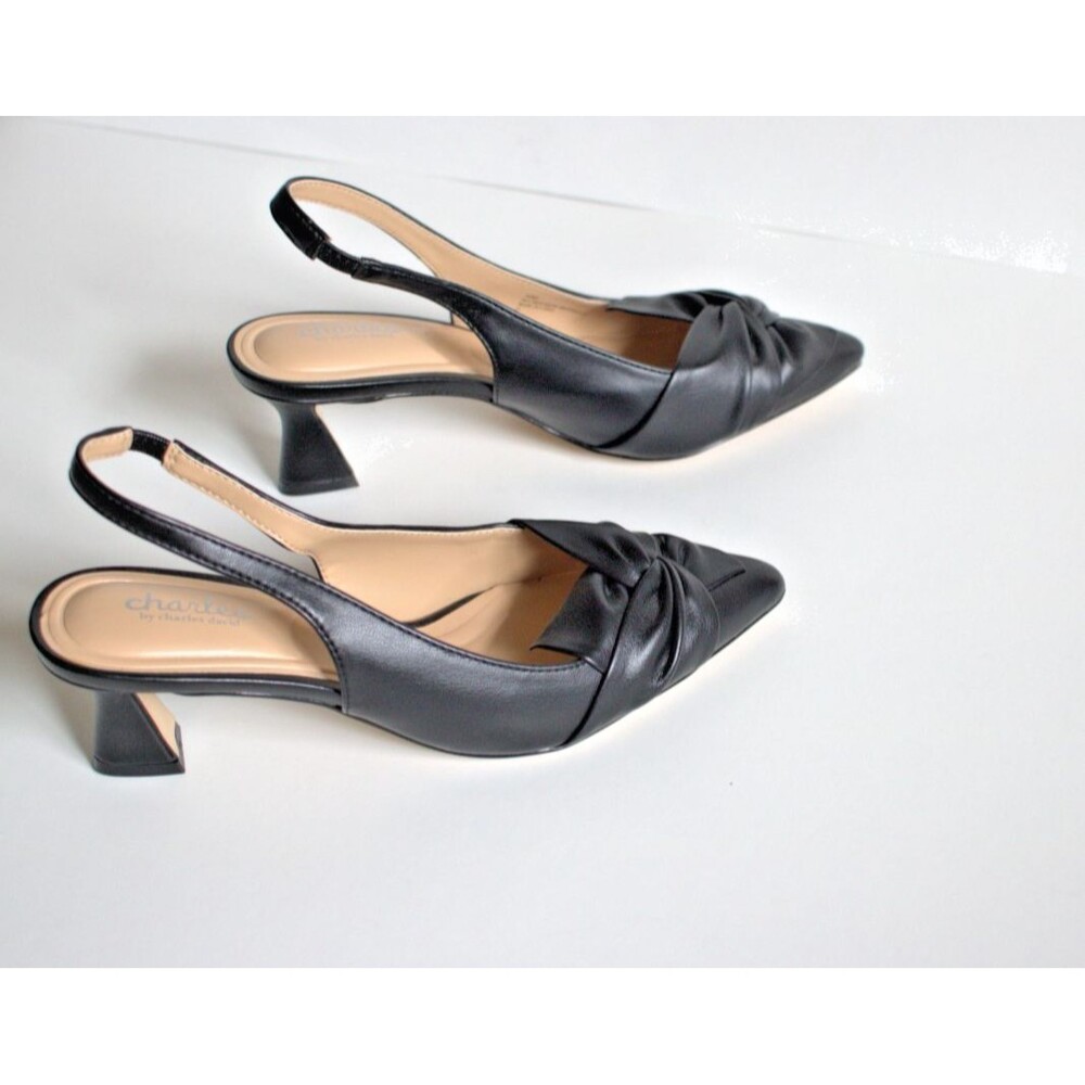 Charles by Charles David Black Knotted Pointed Toe Slingback Heels Women's 6M